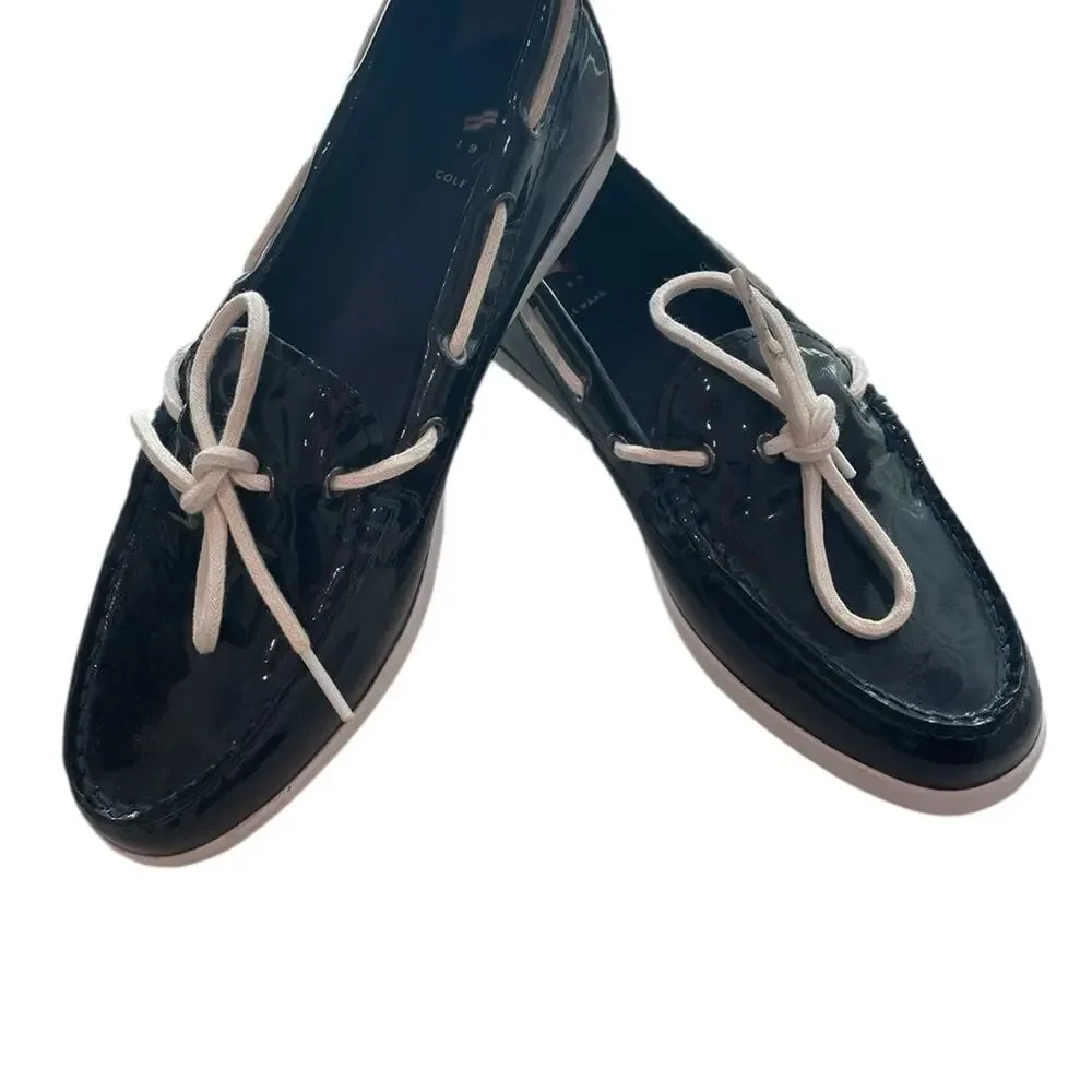 Cole Haan Navy Patent Leather Nantucket Loafers 9 NWOT Boat Shoes W05747